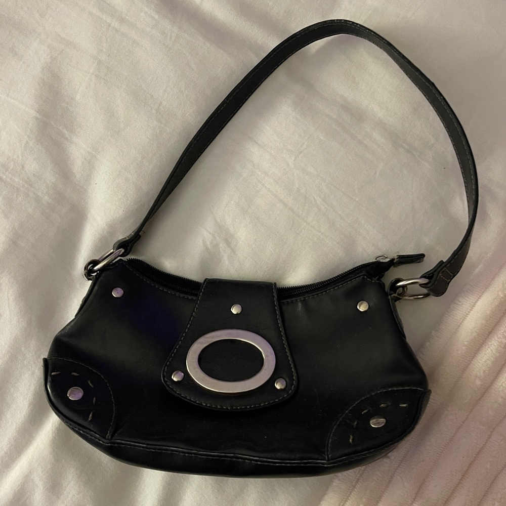 Vintage Black Leather Shoulder Bag